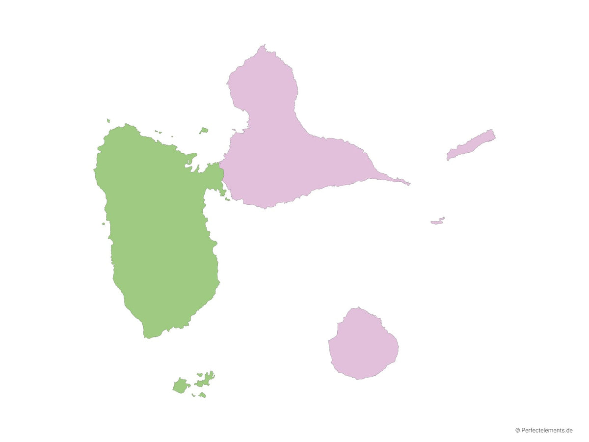 Vektor-Landkarte von Guadeloupe (Mehrfarbig mit Regionen)