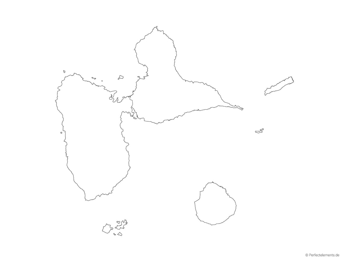 Vektor-Landkarte von Guadeloupe (Outline mit Regionen)