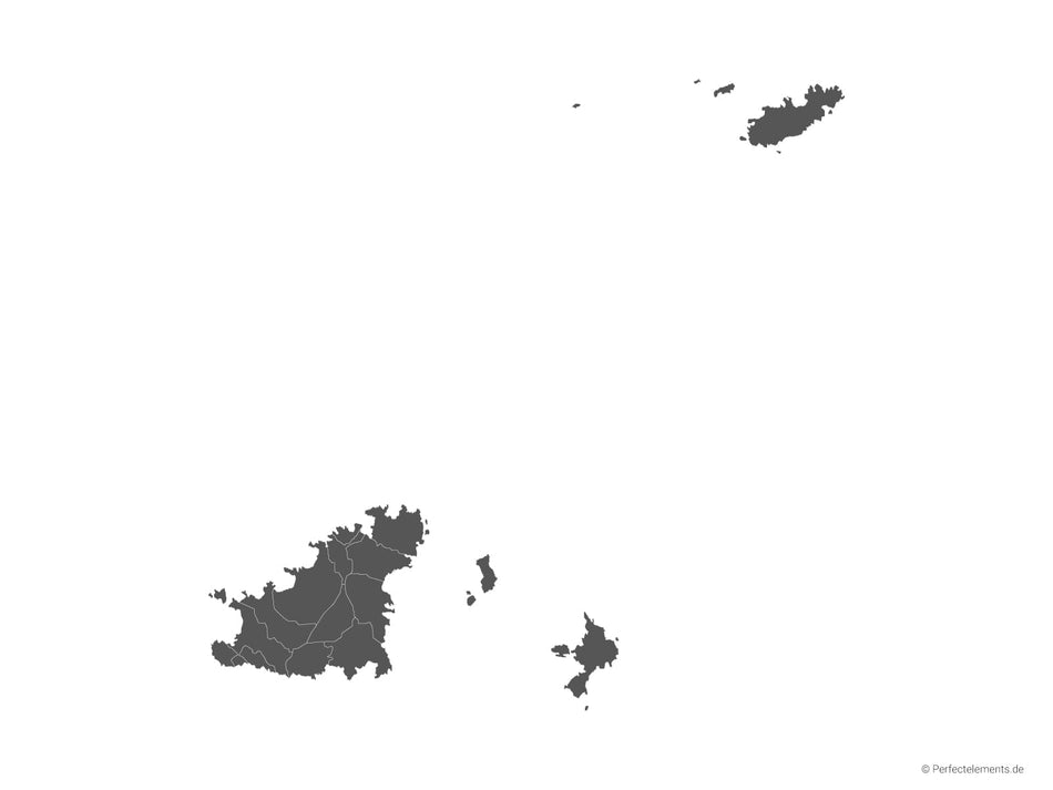 Vektor-Landkarte von Guernsey (Einfarbig mit Regionen)