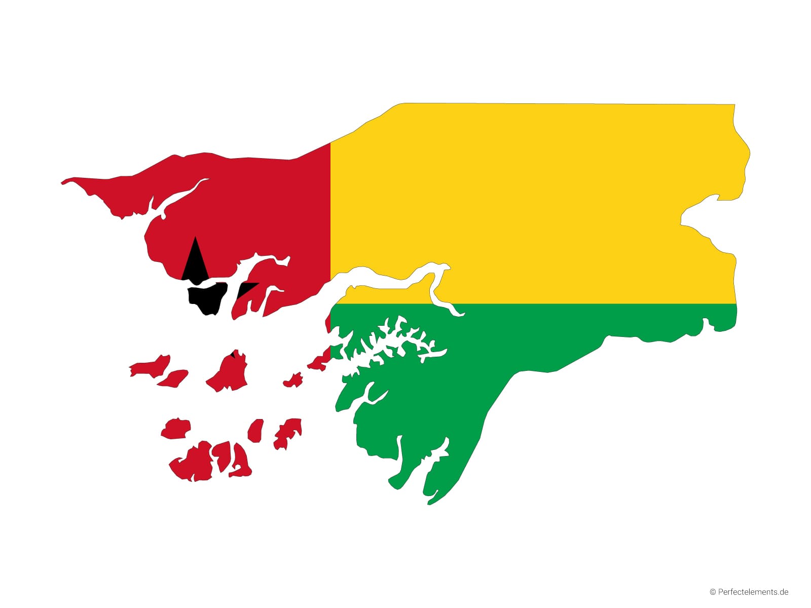 Vektor-Landkarte von Guinea-Bissau (Flagge)