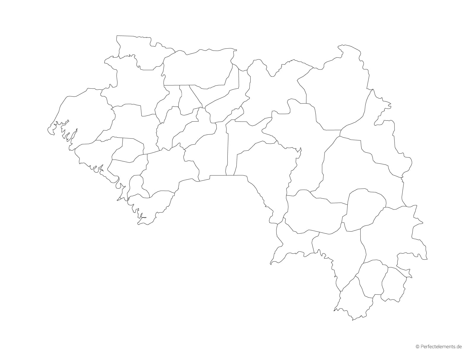 Vektor-Landkarte von Guinea (Outline mit Regionen)