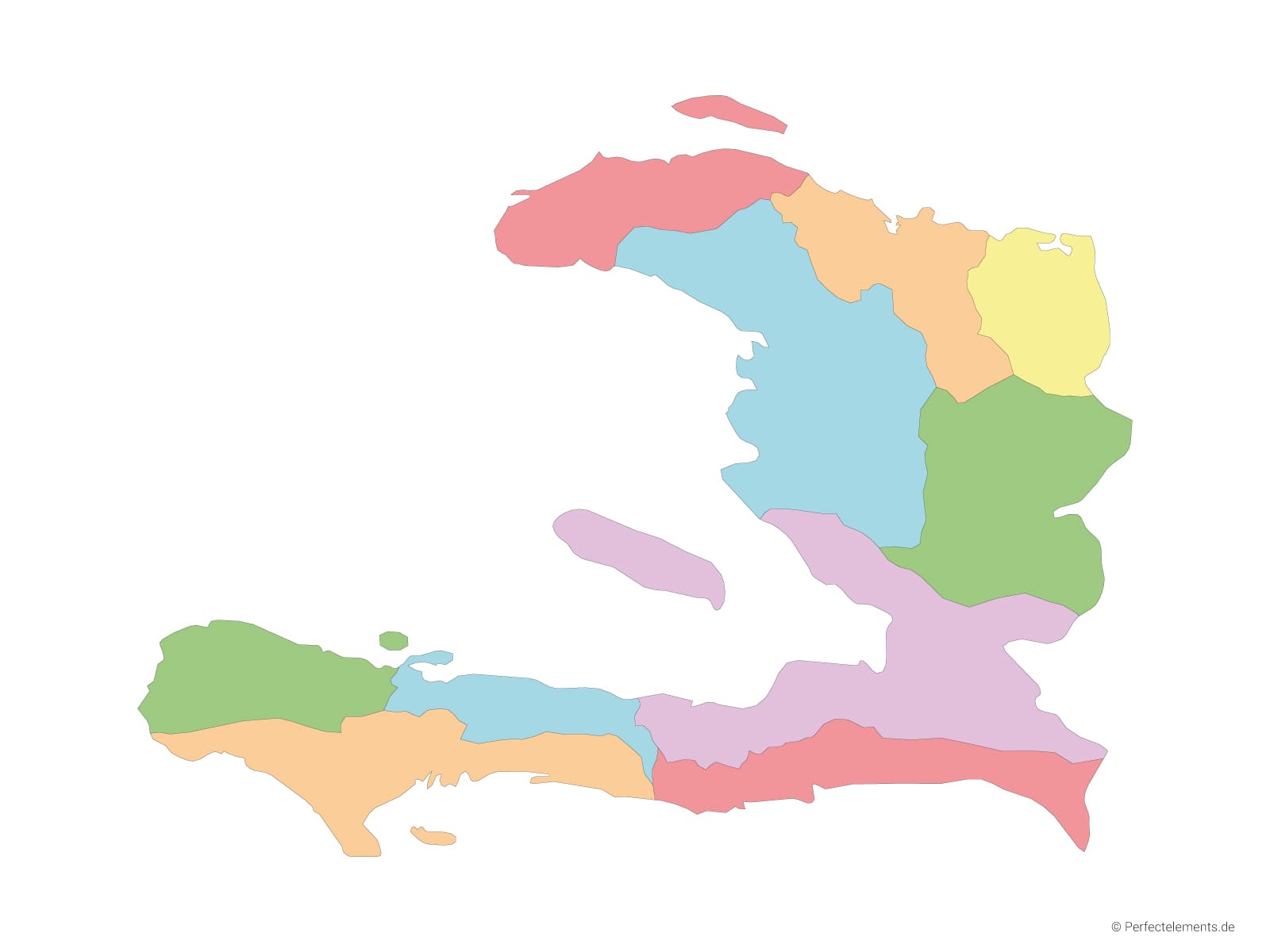 Vektor-Landkarte von Haiti (Mehrfarbig mit Regionen)