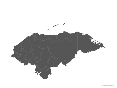 Vektor-Landkarte von Honduras (Einfarbig mit Regionen)