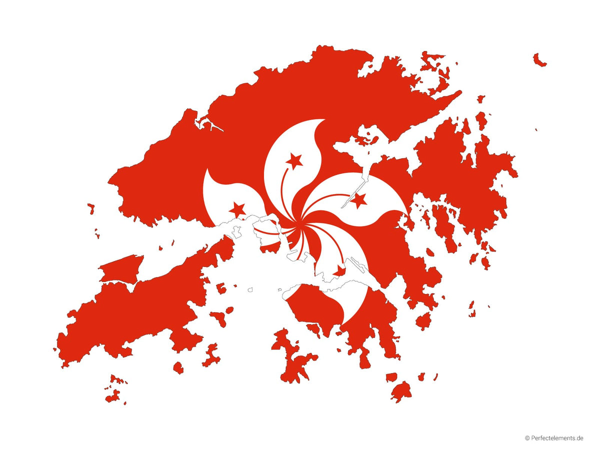 Vektor-Landkarte von Hongkong (Flagge)