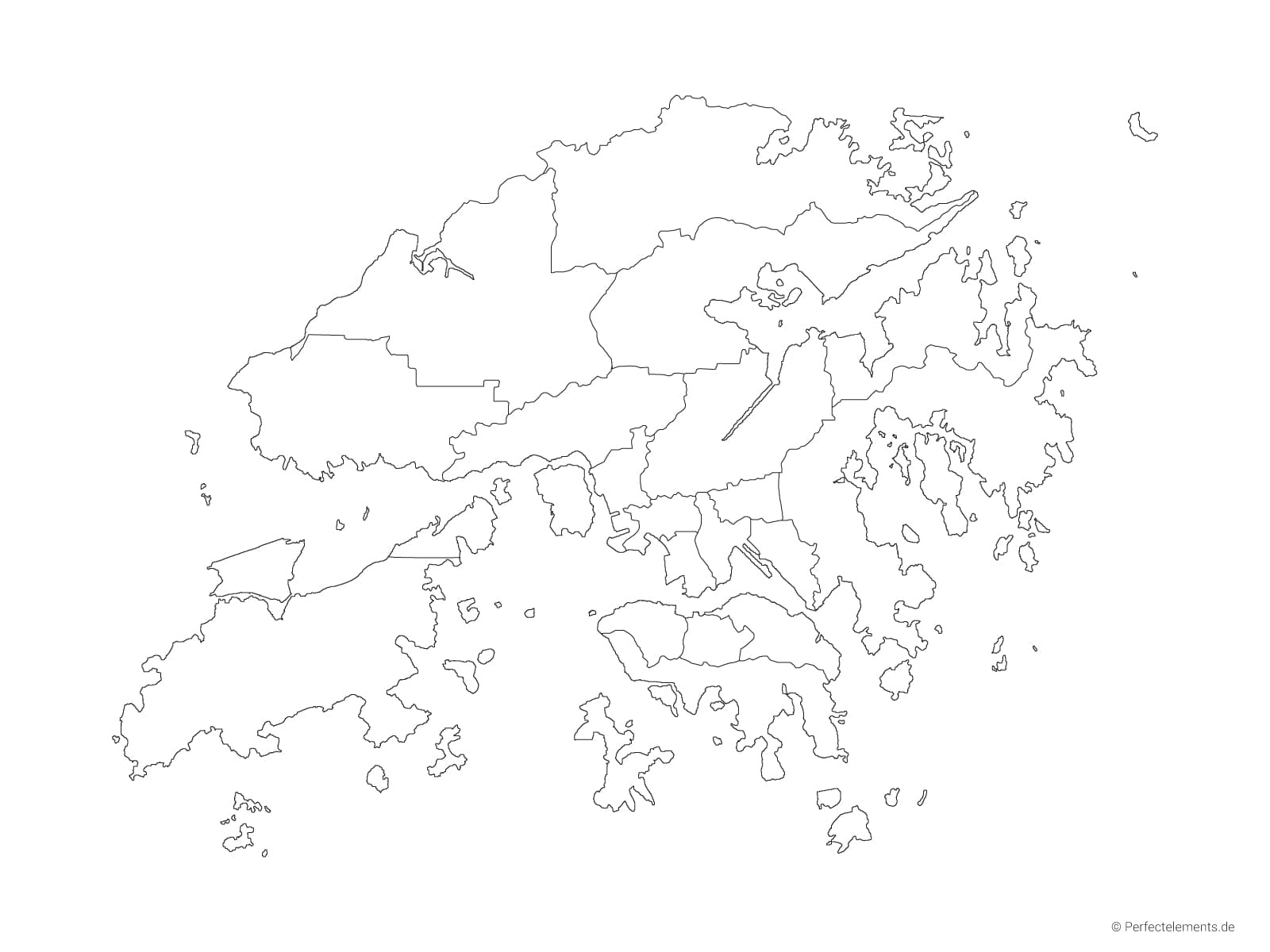 Vektor-Landkarte von Hongkong (Outline mit Regionen)