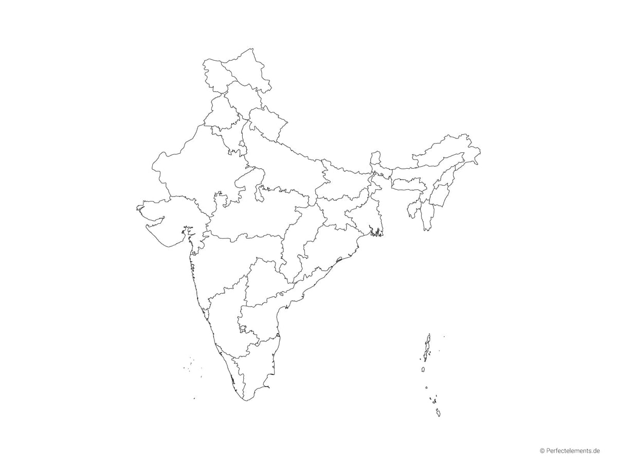 Vektor-Landkarte von Indien (Outline mit Regionen)