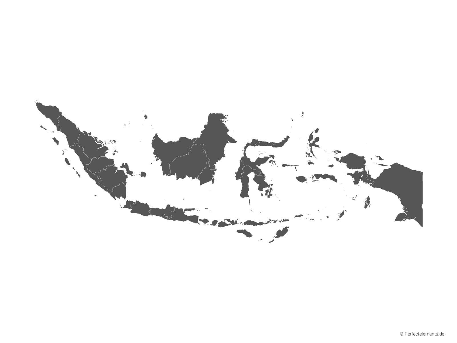 Vektor-Landkarte von Indonesien (Einfarbig mit Regionen)