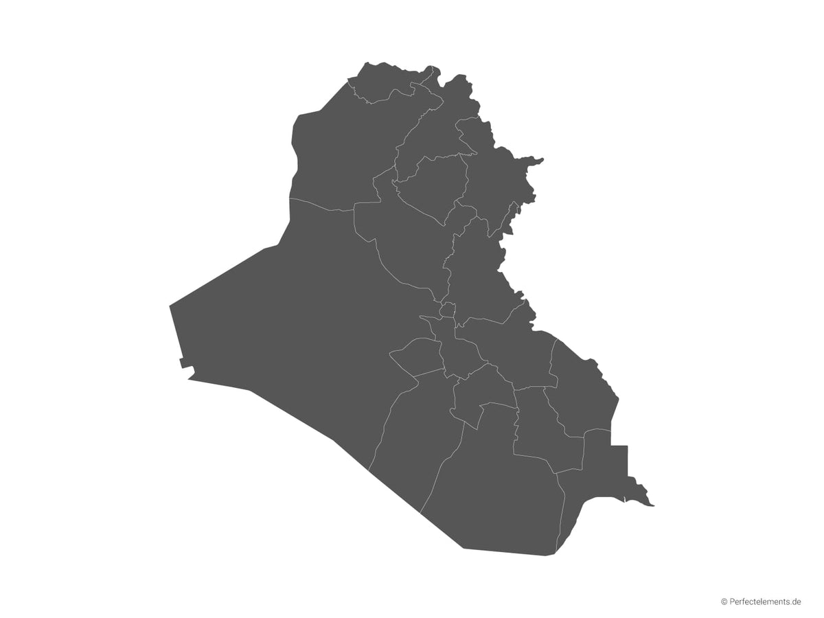 Vektor-Landkarte vom Irak (Einfarbig mit Regionen)