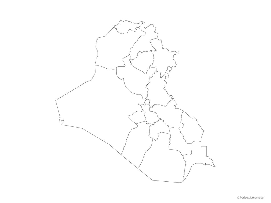 Vektor-Landkarte vom Irak (Outline mit Regionen)