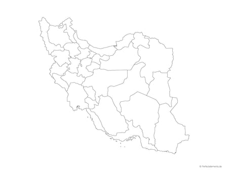 Vektor-Landkarte vom Iran (Outline mit Regionen)