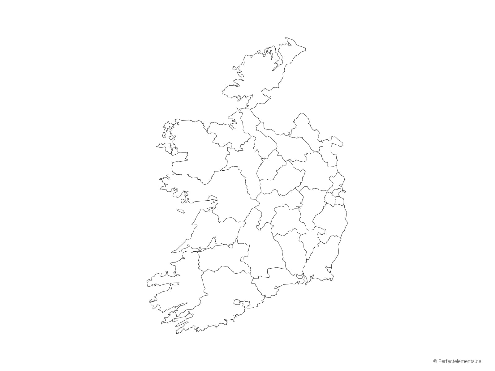 Vektor-Landkarte von Irland (Outline mit Regionen)