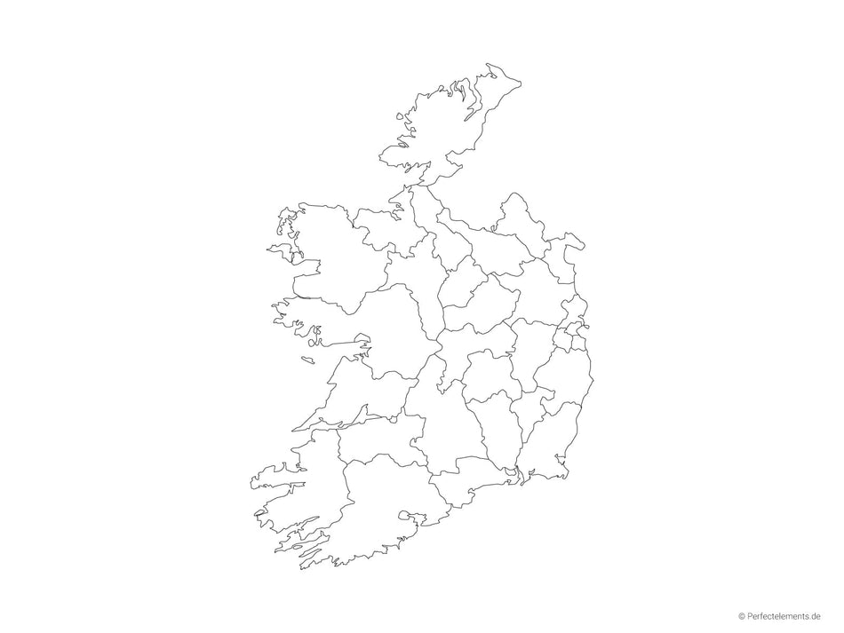 Vektor-Landkarte von Irland (Outline mit Regionen)