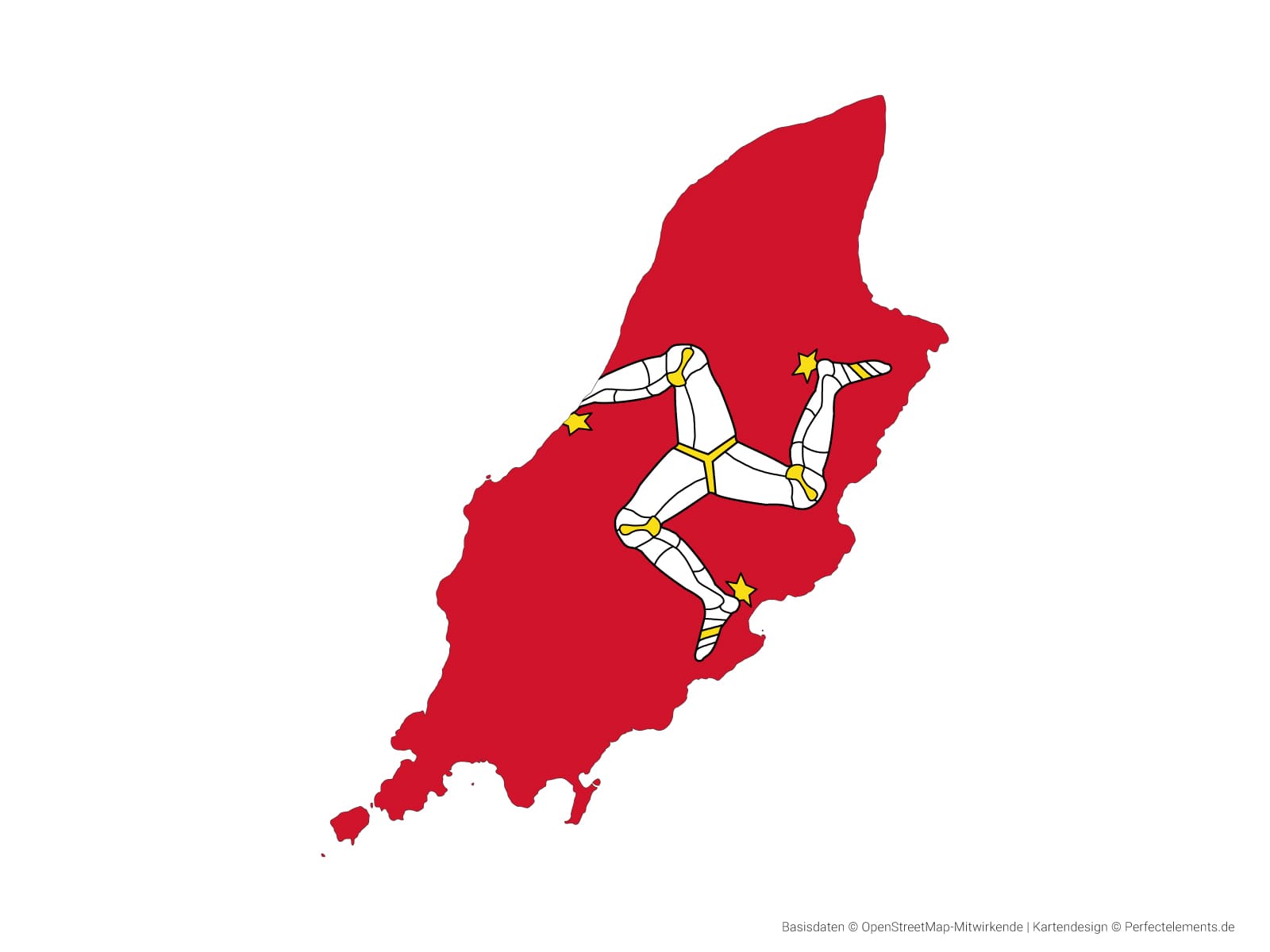 Vektor-Landkarte der Isle of Man (Flagge)