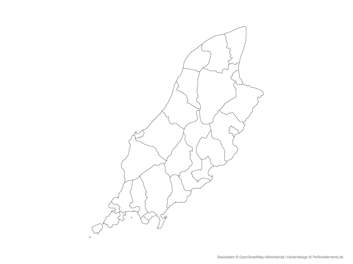 Vektor-Landkarte der Isle of Man (Outline mit Regionen)