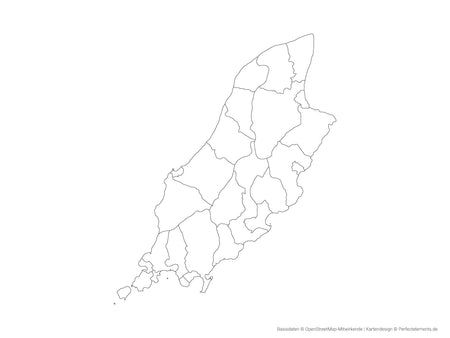 Vektor-Landkarte der Isle of Man (Outline mit Regionen)