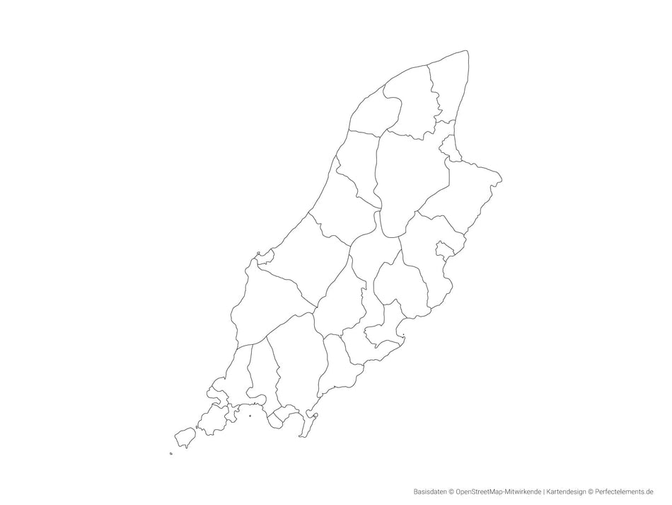 Vektor-Landkarte der Isle of Man (Outline mit Regionen)