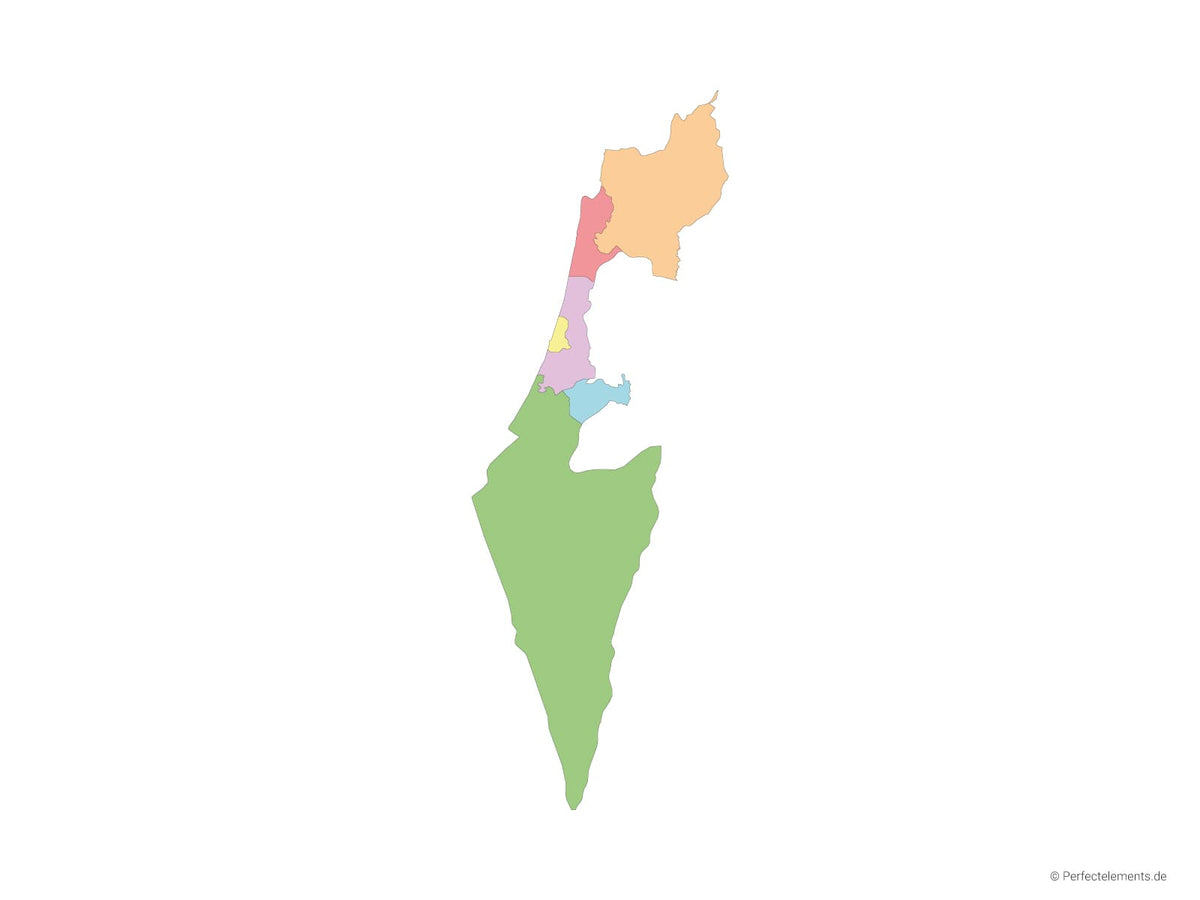 Vektor-Landkarte von Israel (Mehrfarbig mit Regionen)