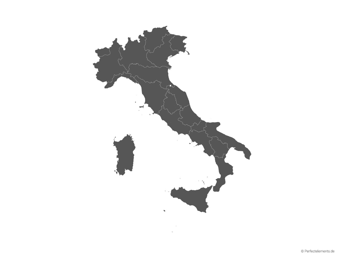 Vektor-Landkarte von Italien (Einfarbig mit Regionen)