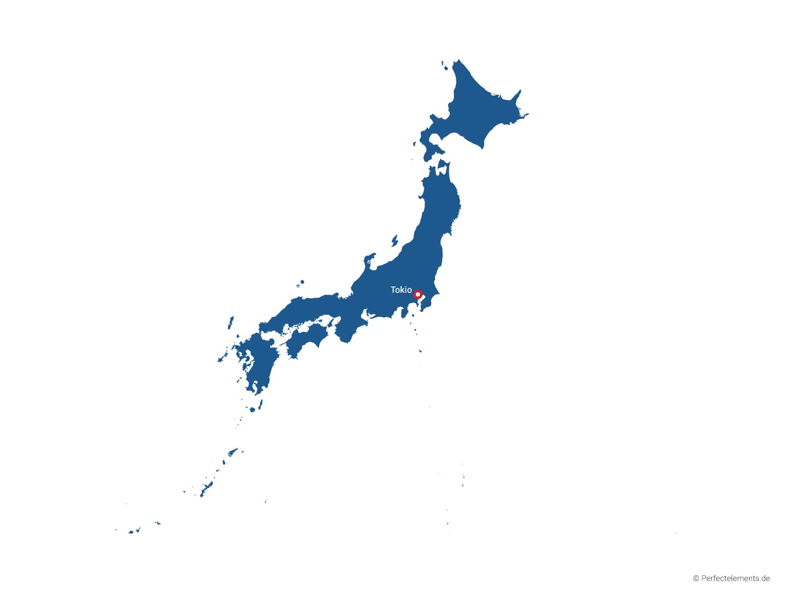 Vektor-Landkarte von Japan (Einfarbig mit Hauptstadt)