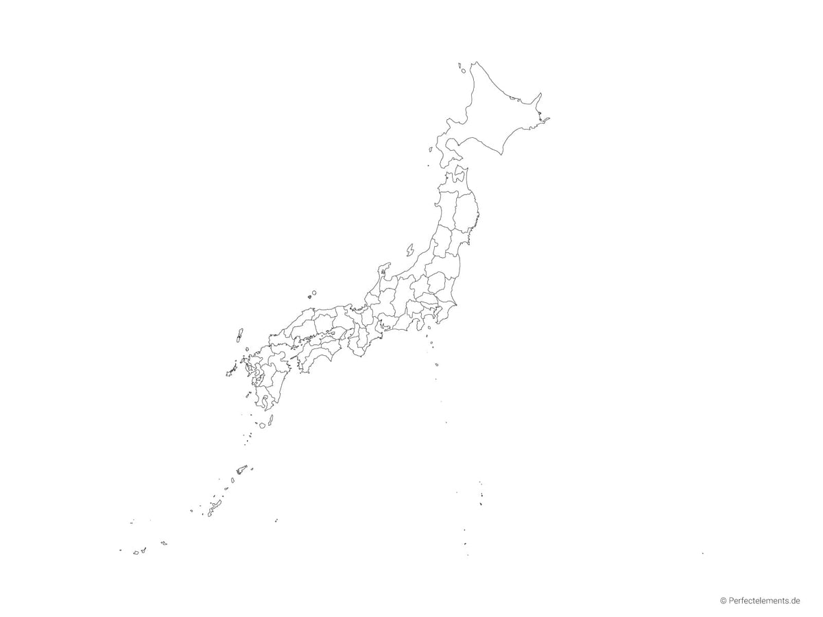 Vektor-Landkarte von Japan (Outline mit Regionen)