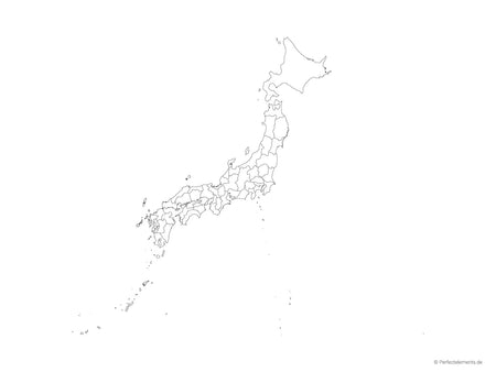 Vektor-Landkarte von Japan (Outline mit Regionen)