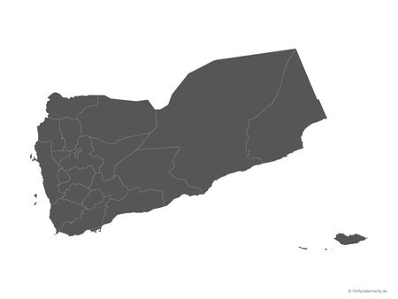 Vektor-Landkarte vom Jemen (Einfarbig mit Regionen)