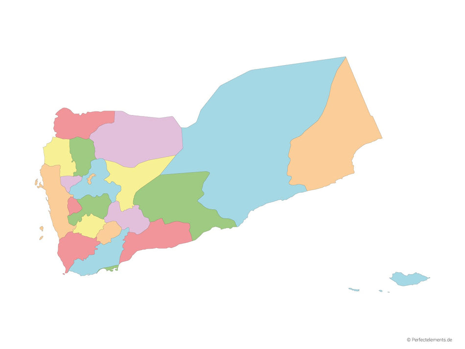 Vektor-Landkarte vom Jemen (Mehrfarbig mit Regionen)