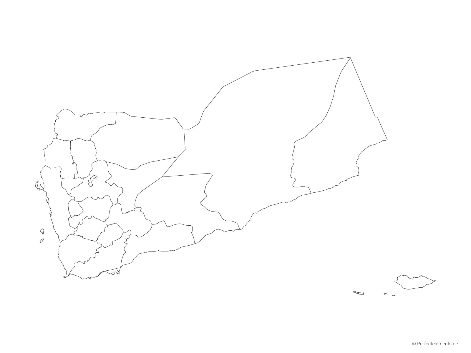Vektor-Landkarte vom Jemen (Outline mit Regionen)