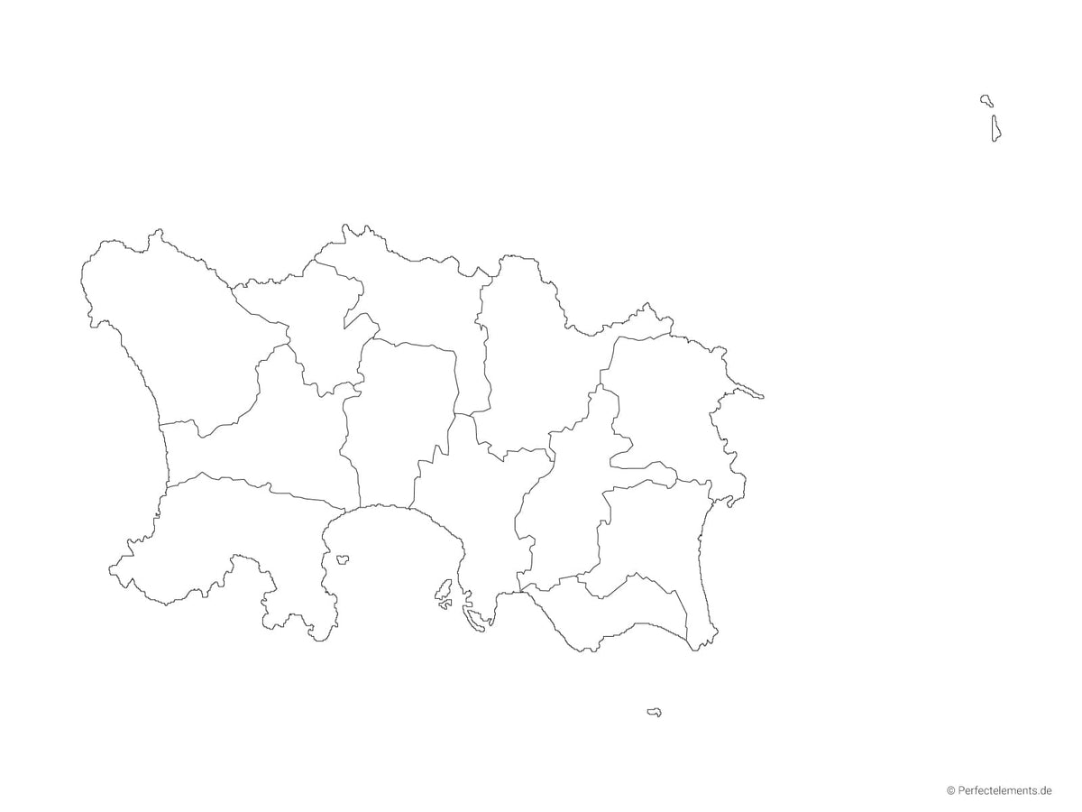 Vektor-Landkarte von Jersey (Outline mit Regionen)