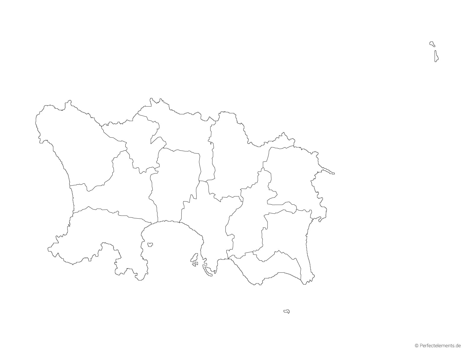 Vektor-Landkarte von Jersey (Outline mit Regionen)