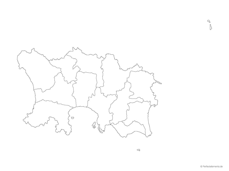 Vektor-Landkarte von Jersey (Outline mit Regionen)