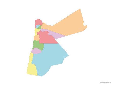 Vektor-Landkarte von Jordanien (Mehrfarbig mit Regionen)