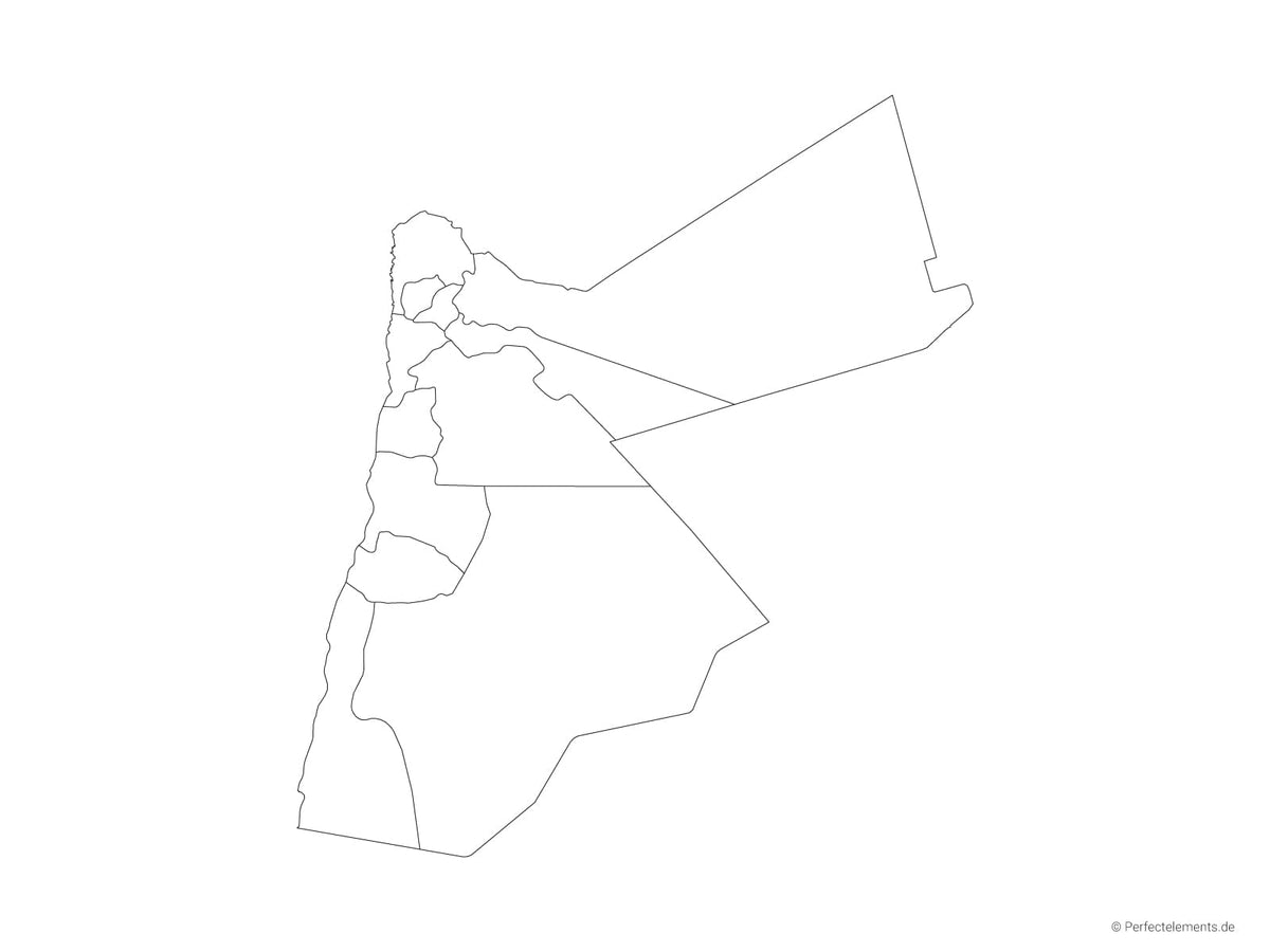 Vektor-Landkarte von Jordanien (Outline mit Regionen)