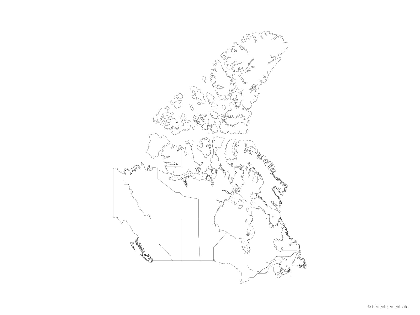 Vektor-Landkarte von Kanada (Outline mit Regionen)