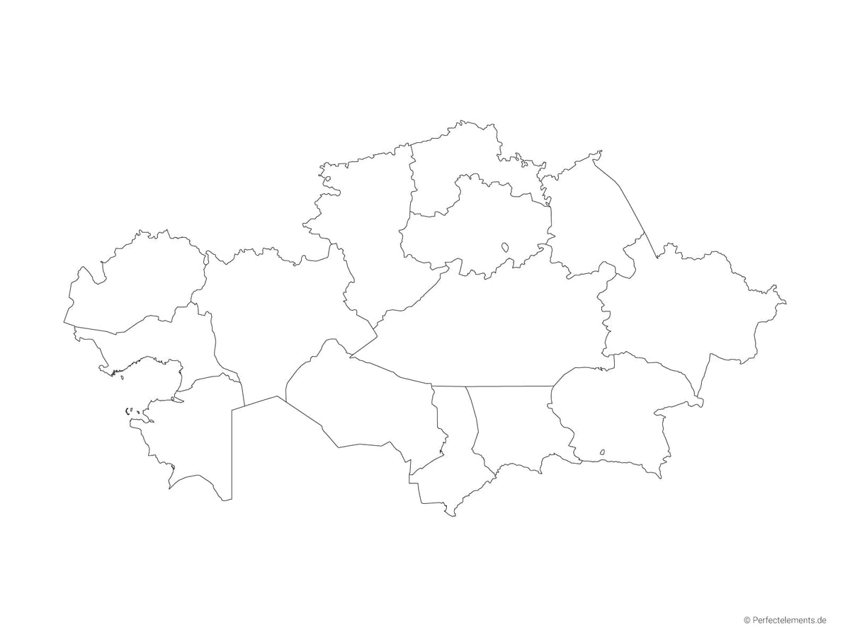 Vektor-Landkarte von Kasachstan (Outline mit Regionen)