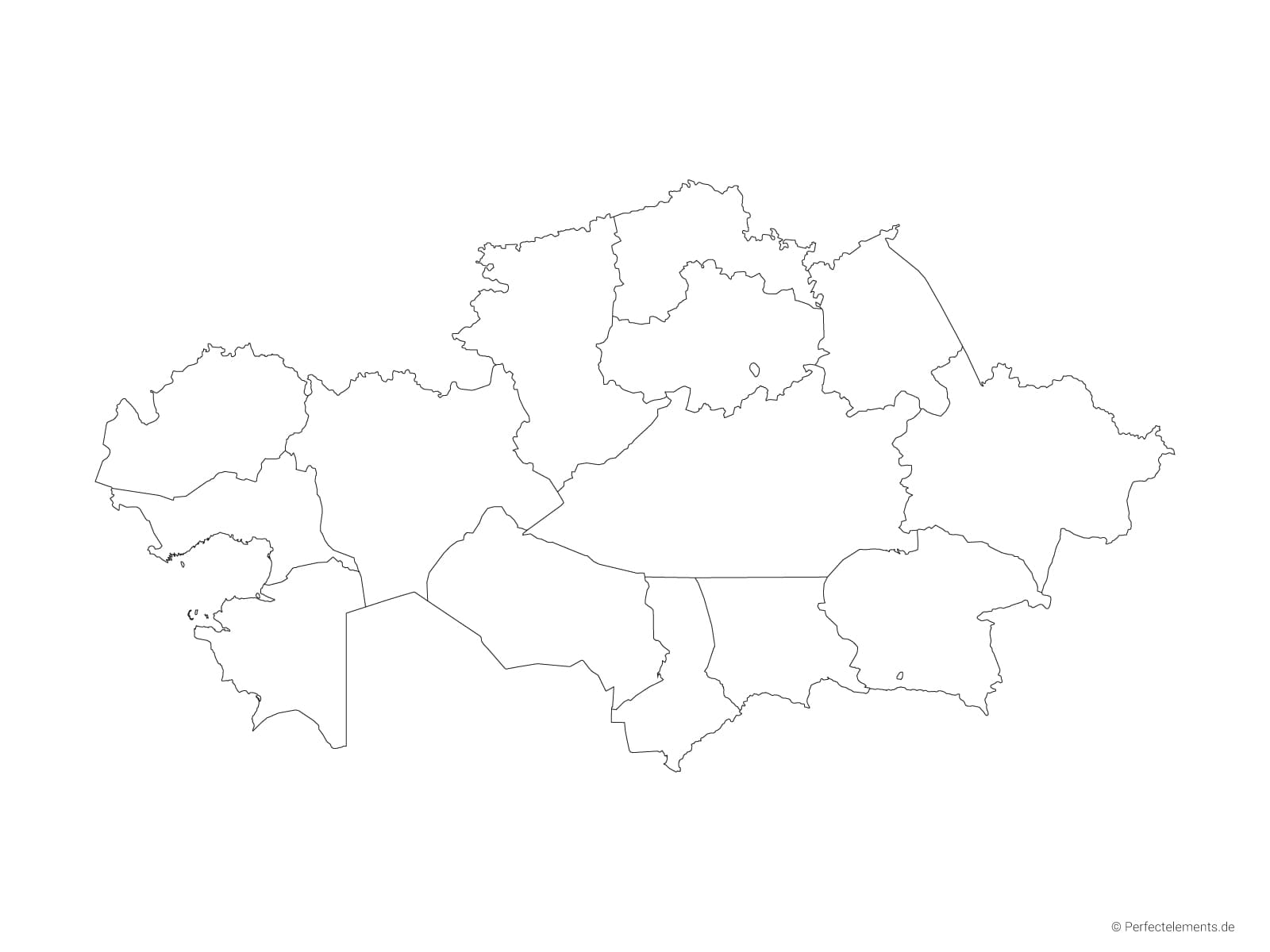 Vektor-Landkarte von Kasachstan (Outline mit Regionen)