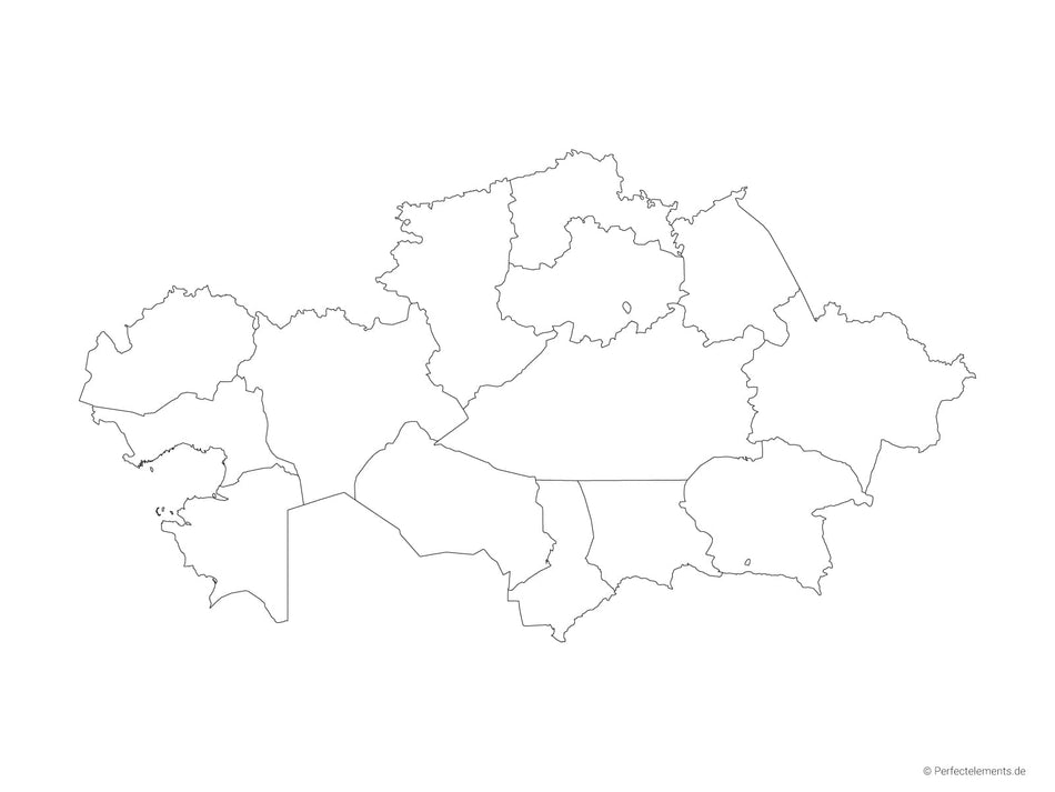 Vektor-Landkarte von Kasachstan (Outline mit Regionen)