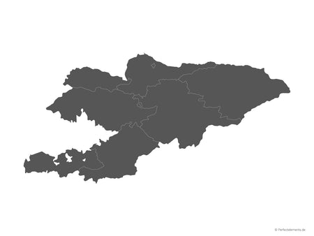 Vektor-Landkarte von Kirgisistan (Einfarbig mit Regionen)