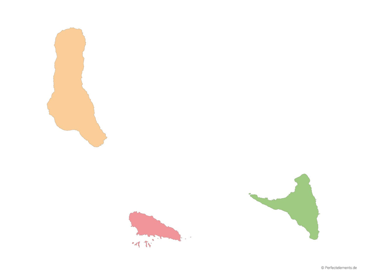 Vektor-Landkarte von Komoren (Mehrfarbig mit Regionen)