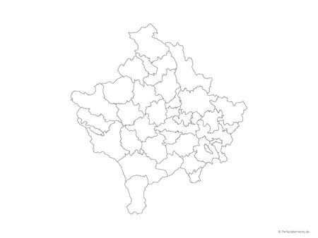 Vektor-Landkarte vom Kosovo (Outline mit Regionen)