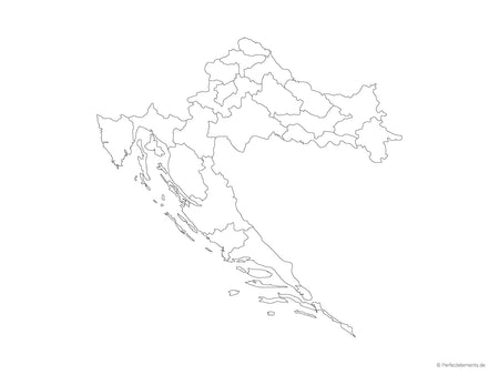 Vektor-Landkarte von Kroatien (Outline mit Regionen)