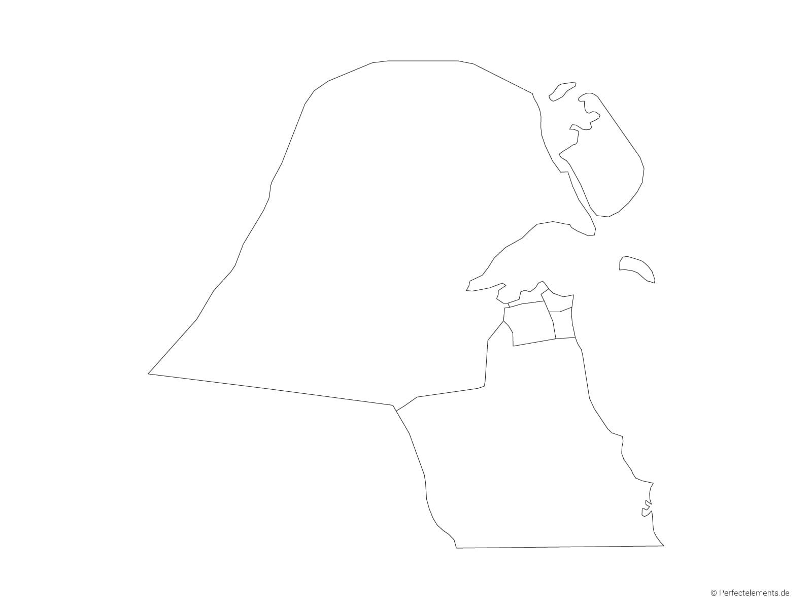 Vektor-Landkarte von Kuwait (Outline mit Regionen)