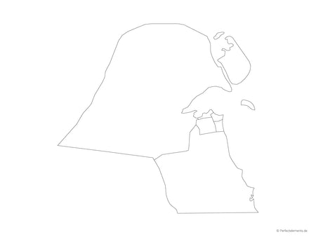 Vektor-Landkarte von Kuwait (Outline mit Regionen)