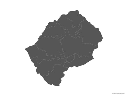 Vektor-Landkarte von Lesotho (Einfarbig mit Regionen)