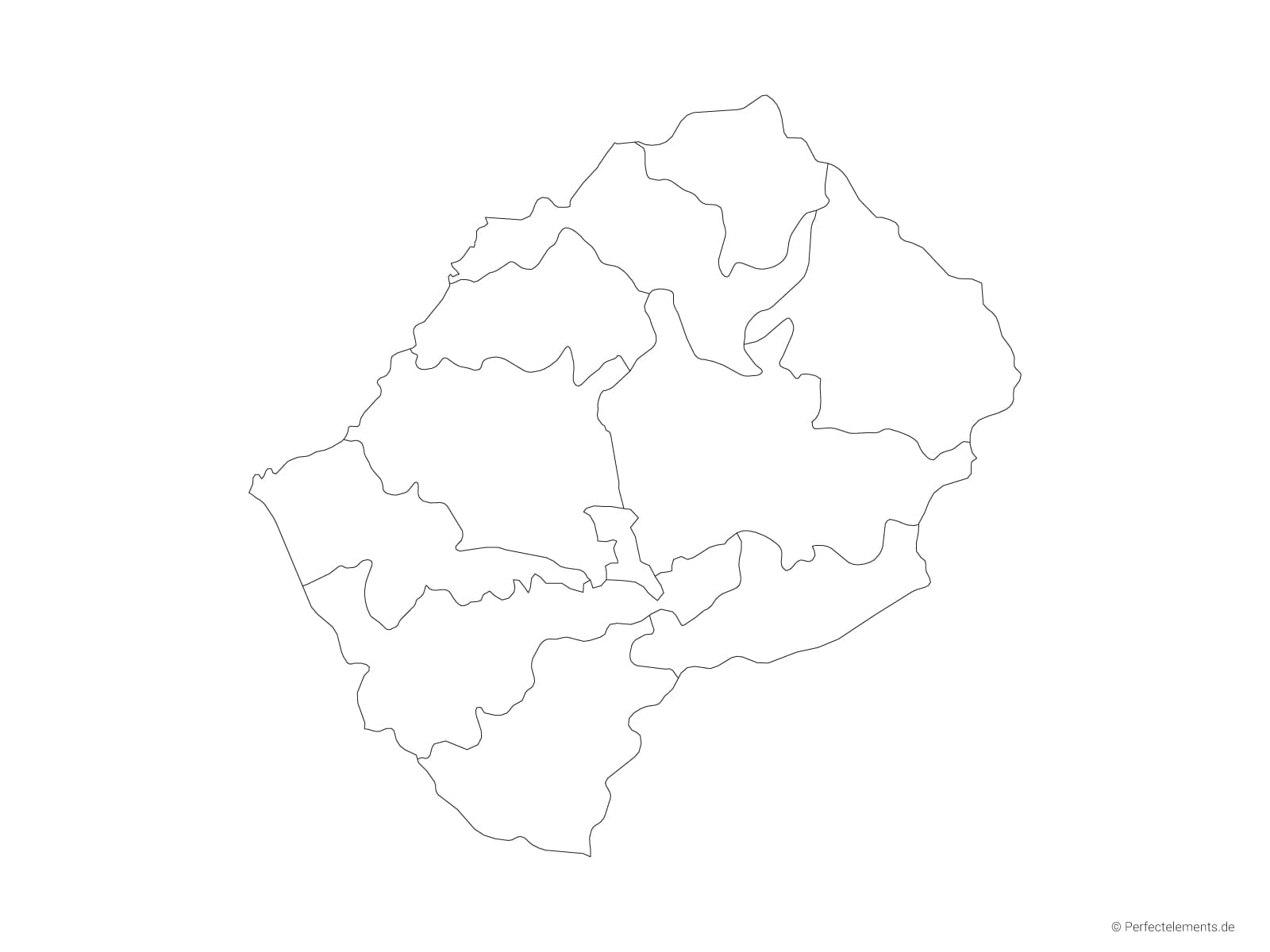 Vektor-Landkarte von Lesotho (Outline mit Regionen)