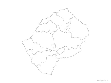 Vektor-Landkarte von Lesotho (Outline mit Regionen)