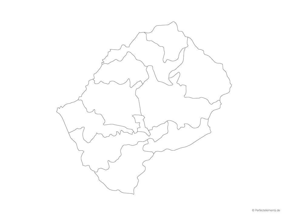 Vektor-Landkarte von Lesotho (Outline mit Regionen)