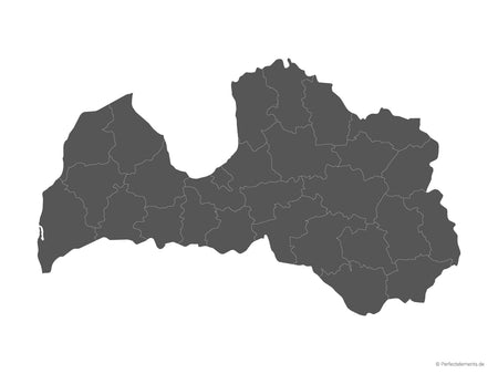 Vektor-Landkarte von Lettland (Einfarbig mit Regionen)