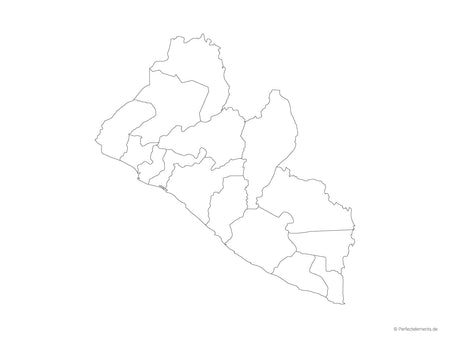 Vektor-Landkarte von Liberia (Outline mit Regionen)