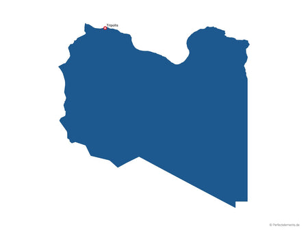 Vektor-Landkarte von Libyen (Einfarbig mit Hauptstadt)